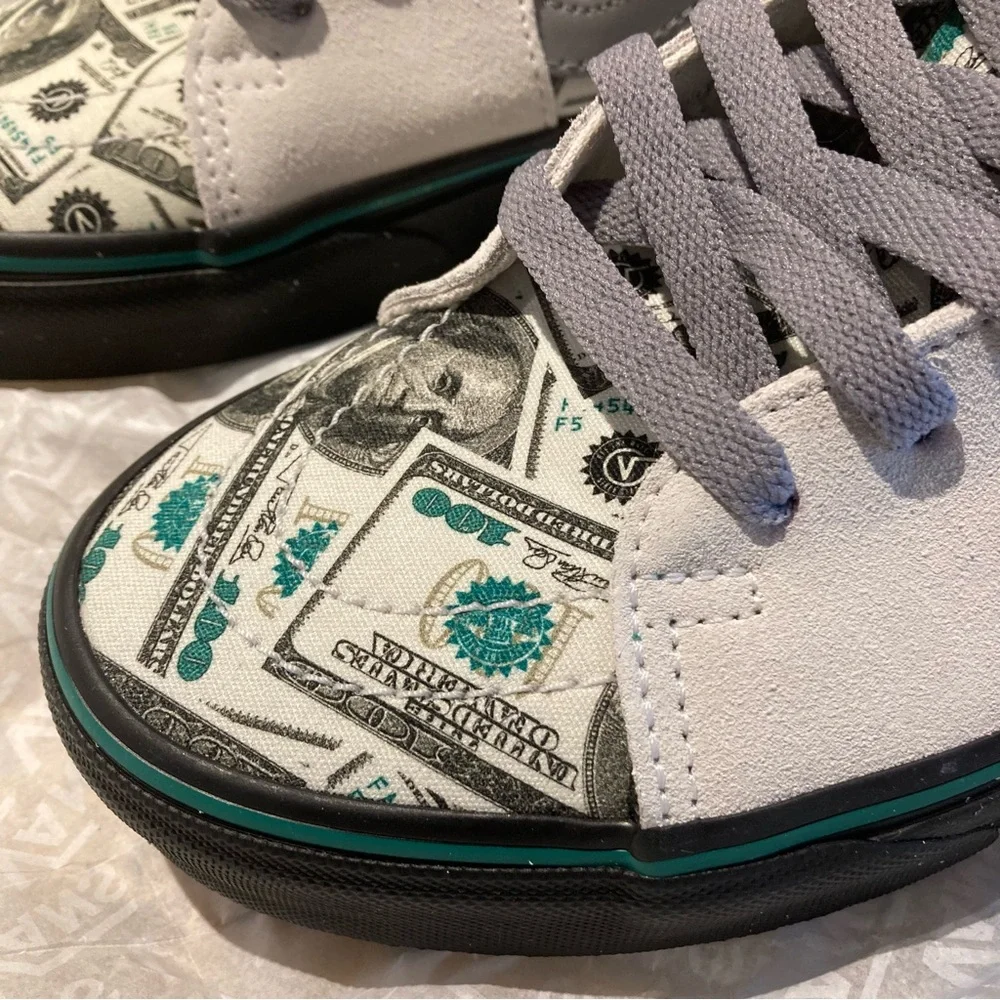 VANS Money Makers $$$ Size 7 Mens = 8.5 Womens Cream Green Black Gray Sk8 Hi Top - Picture 5 of 6